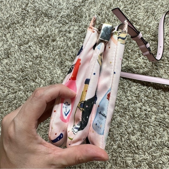 Kate Spade New York Dawn Triple Gusset Crossbody Bag in Pink Nylon Champagne - Picture 6 of 11